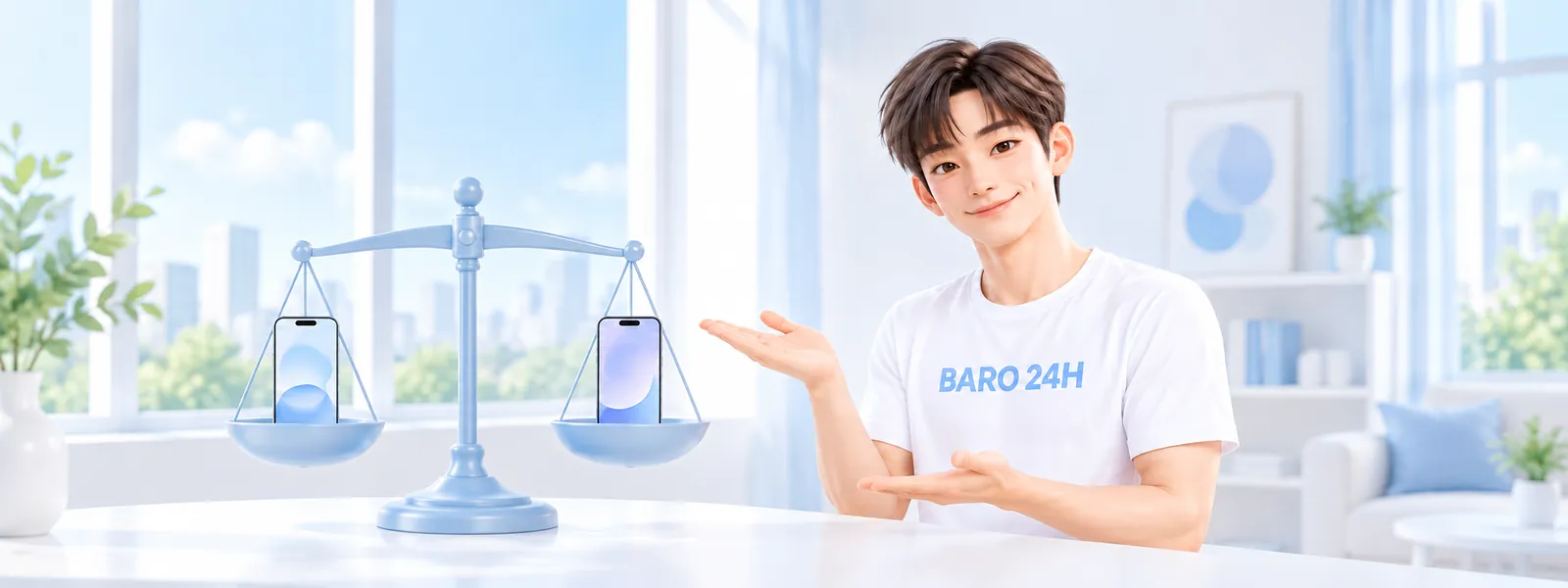 「소액결제와 정보이용료 차이」 주제를 표현한 3D 인물 일러스트